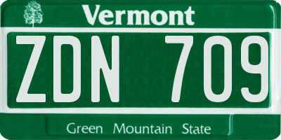 VT license plate ZDN709