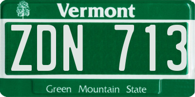 VT license plate ZDN713