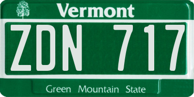 VT license plate ZDN717