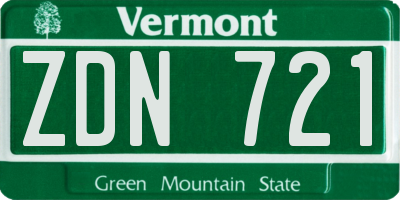 VT license plate ZDN721