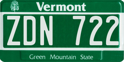VT license plate ZDN722