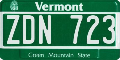 VT license plate ZDN723