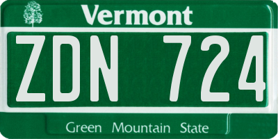VT license plate ZDN724