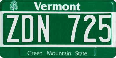 VT license plate ZDN725