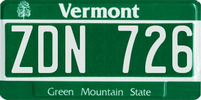VT license plate ZDN726