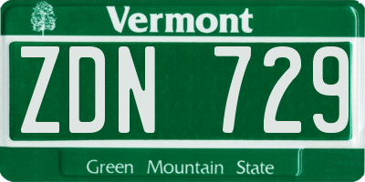 VT license plate ZDN729