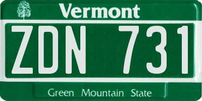 VT license plate ZDN731