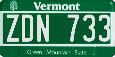 VT license plate ZDN733