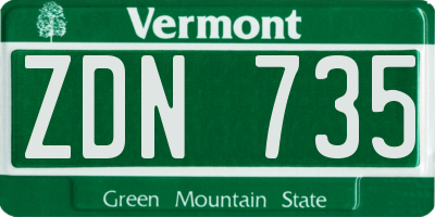 VT license plate ZDN735