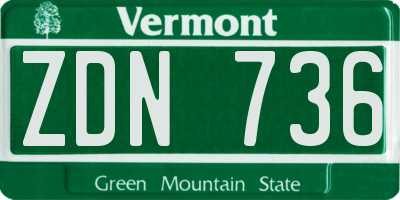 VT license plate ZDN736