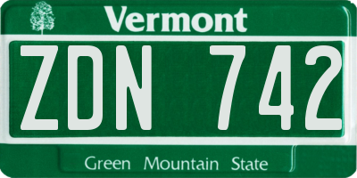 VT license plate ZDN742