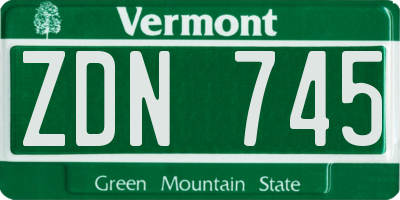 VT license plate ZDN745