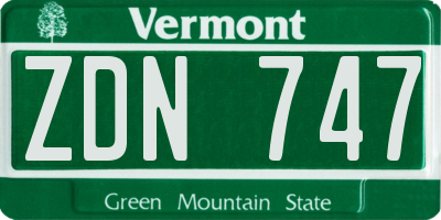 VT license plate ZDN747