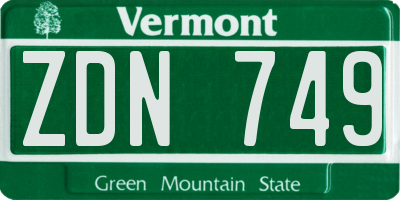 VT license plate ZDN749