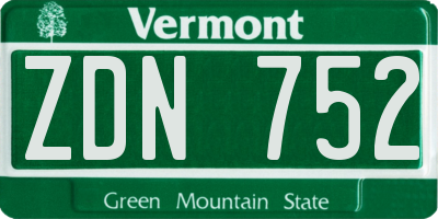 VT license plate ZDN752