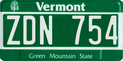 VT license plate ZDN754