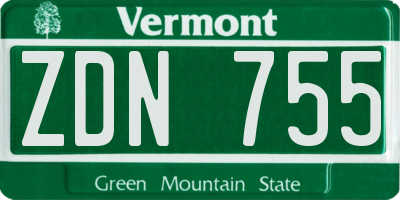 VT license plate ZDN755