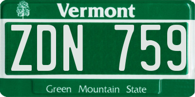 VT license plate ZDN759