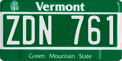 VT license plate ZDN761