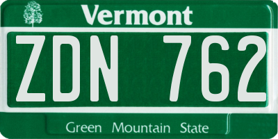 VT license plate ZDN762