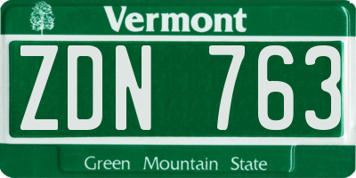 VT license plate ZDN763