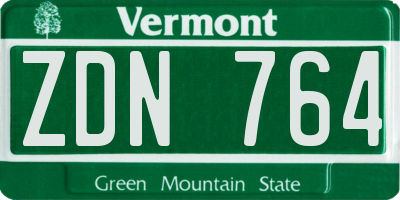 VT license plate ZDN764