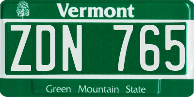 VT license plate ZDN765
