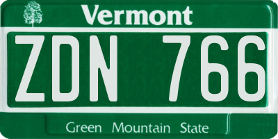VT license plate ZDN766