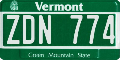VT license plate ZDN774