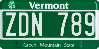 VT license plate ZDN789
