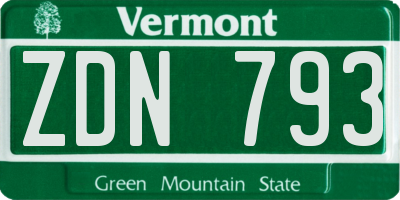 VT license plate ZDN793