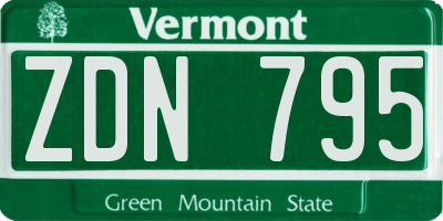 VT license plate ZDN795