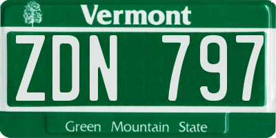 VT license plate ZDN797