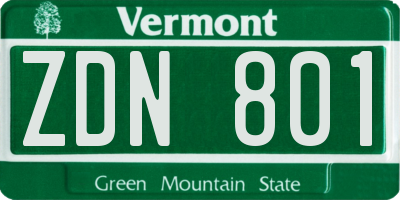 VT license plate ZDN801