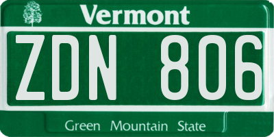 VT license plate ZDN806