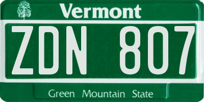 VT license plate ZDN807