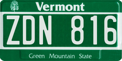 VT license plate ZDN816