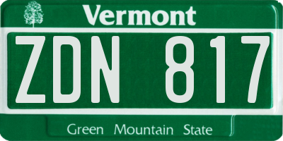 VT license plate ZDN817