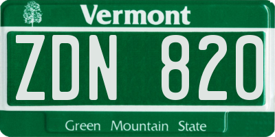 VT license plate ZDN820