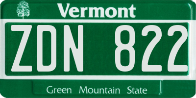 VT license plate ZDN822
