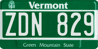 VT license plate ZDN829