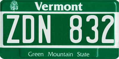 VT license plate ZDN832