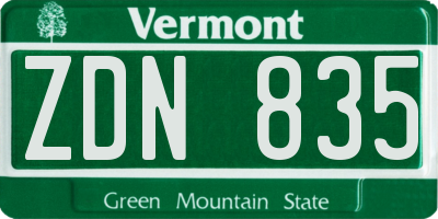 VT license plate ZDN835
