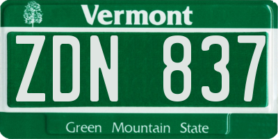 VT license plate ZDN837