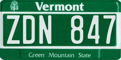 VT license plate ZDN847