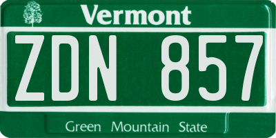 VT license plate ZDN857