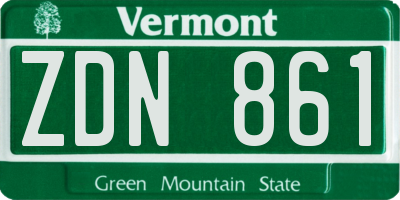 VT license plate ZDN861