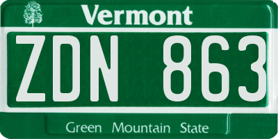 VT license plate ZDN863