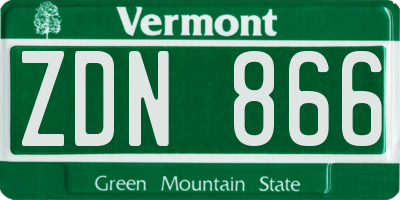 VT license plate ZDN866