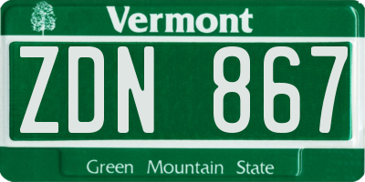 VT license plate ZDN867